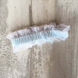 LT BLUE SATIN GARTER WITH WHITE LACE